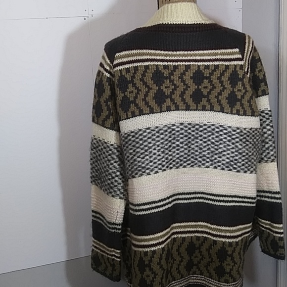 QUINN◼ NORDIC KNITTED OPEN FRONT CHUNKY CARDIGAN - Picture 2 of 5